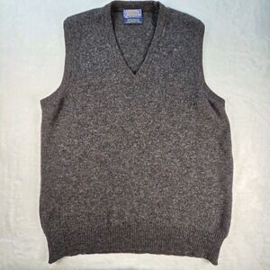 Vtg Pendleton Pure Virgin Wool Lambswool Yarn Sweater Vest Men Sz L Grey READ